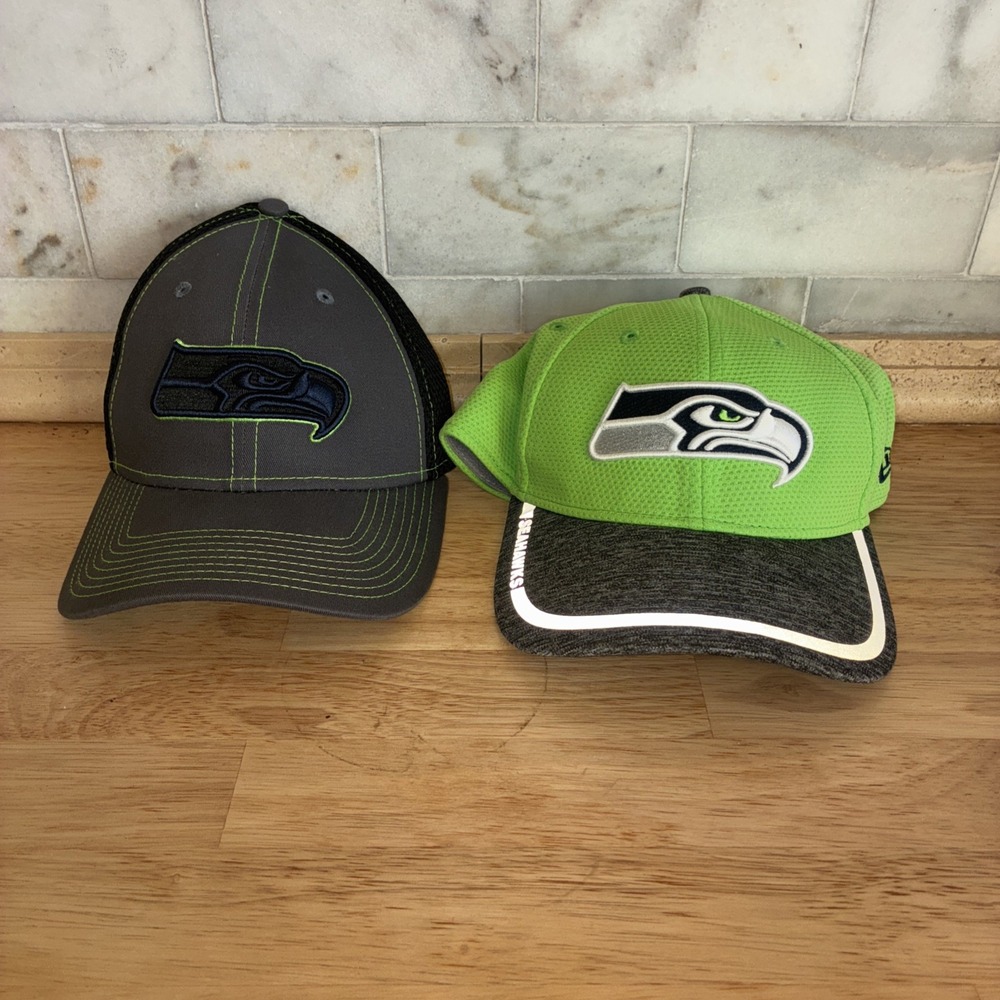 New Era Seattle Seahawks Hat Bundle‎ Mens Gray Green NFL 39THIRTY Cap